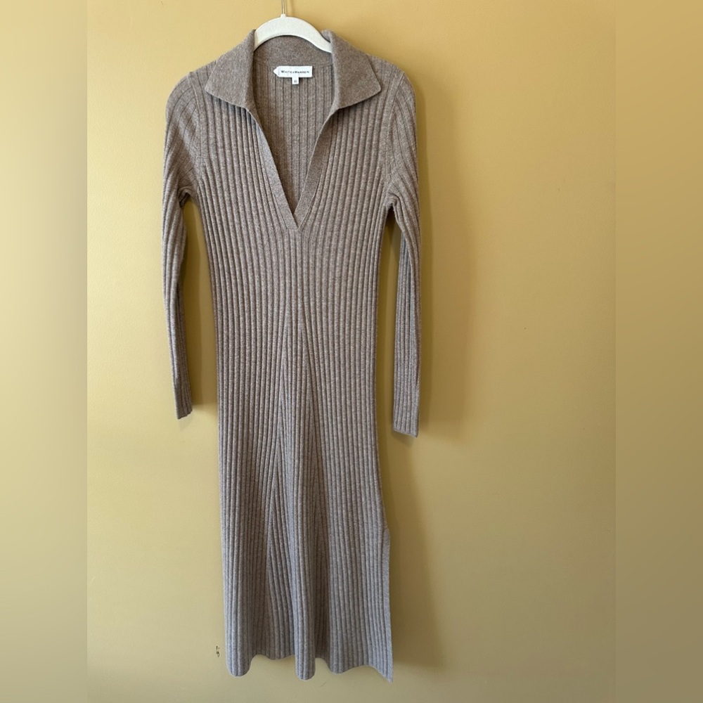 White + Warren Wool/Cashmere v-neck sweater dress SZ XS